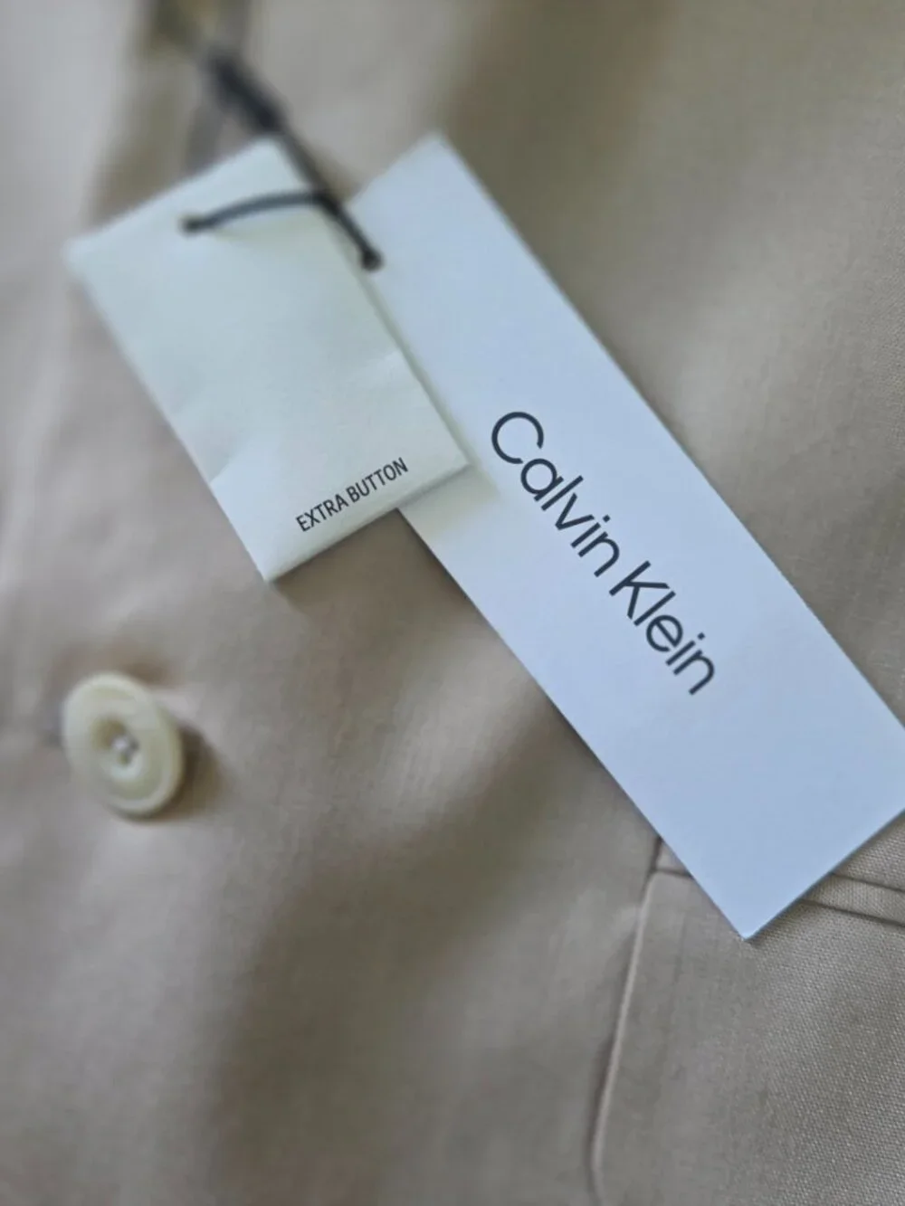 Calvin Klein Mens Linen-blend Two-Button Blazer Jacket, Beige M 42R $329